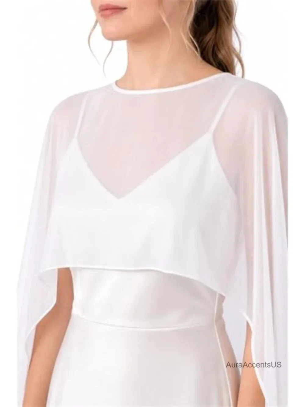 Sheer Chiffon Long Cape Evening Dress Wrap Wedding Bridal Shrug